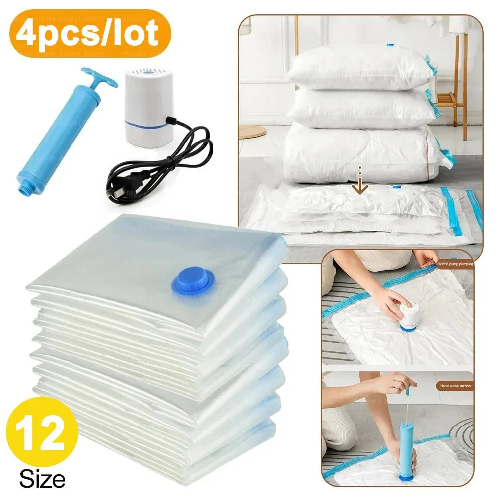 4PCS Reusable Vacuum Storage Bag