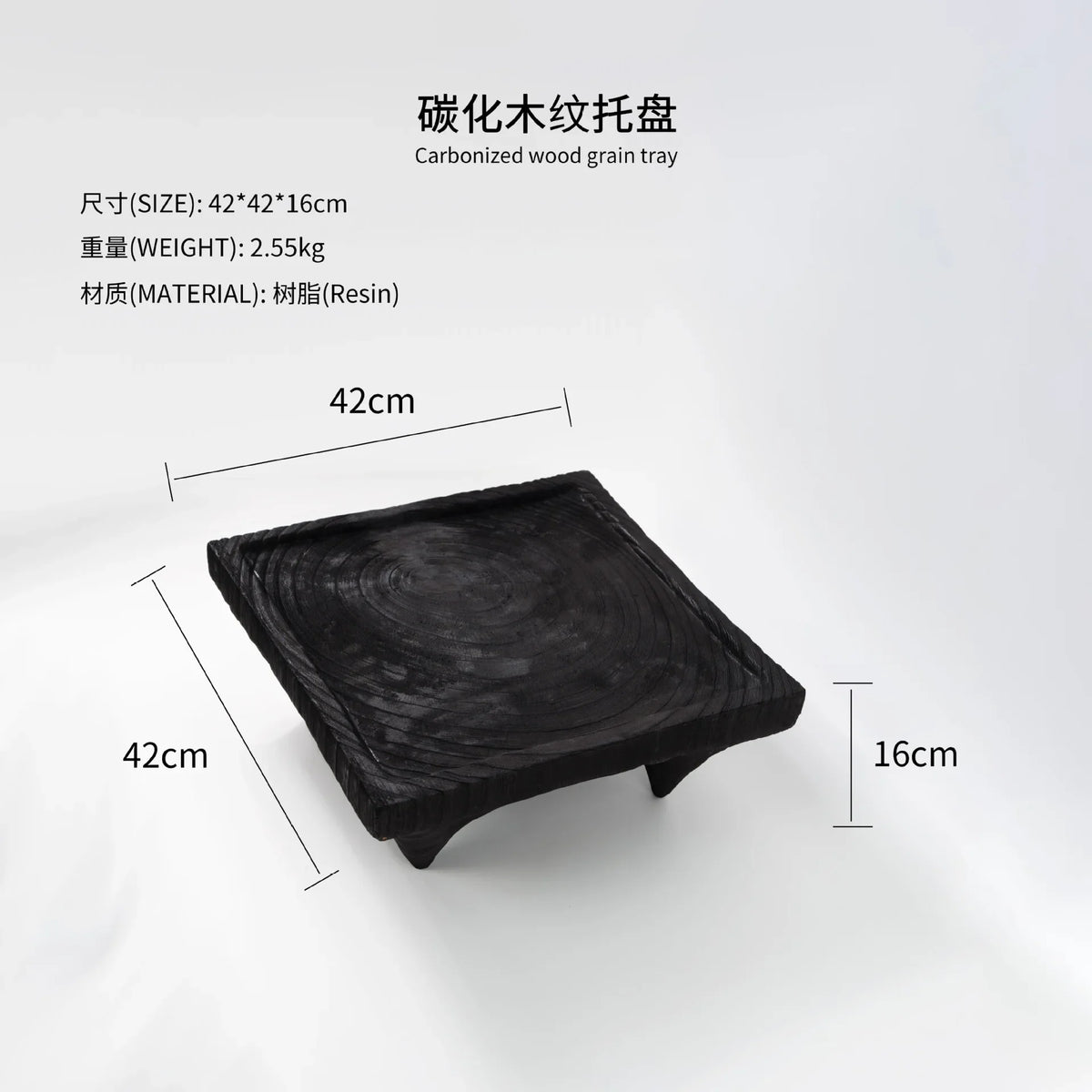 Modern Wabi-Sabi Low Tea Table – Black Desktop Coffee Table & Dry Tea Tray