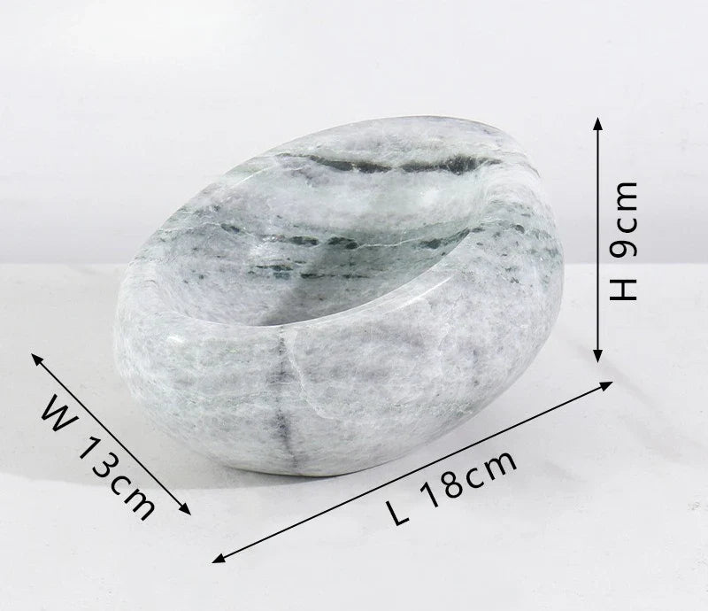 French Wabi-Sabi Marble “Bird’s Nest” Tray – Stone Jewelry & Sundry Dish (18×13×9cm)