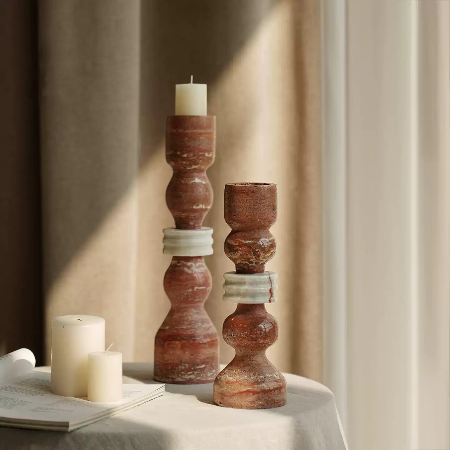 Modern Wabi-Sabi “Cave” Stone Candle Holder – Minimalist Decor Piece