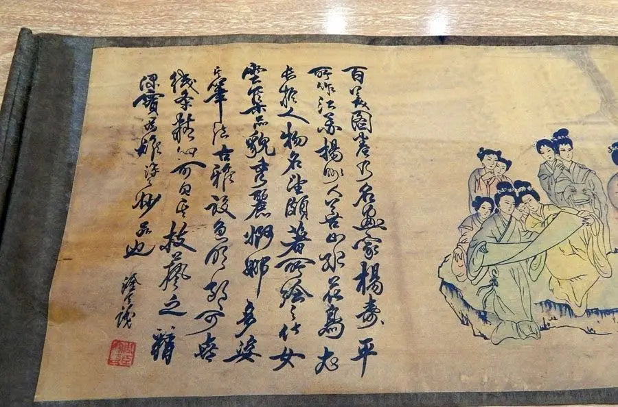 Chinese Silk Paper Long Scroll – “100 Beautiful Women” Traditional Wall Art