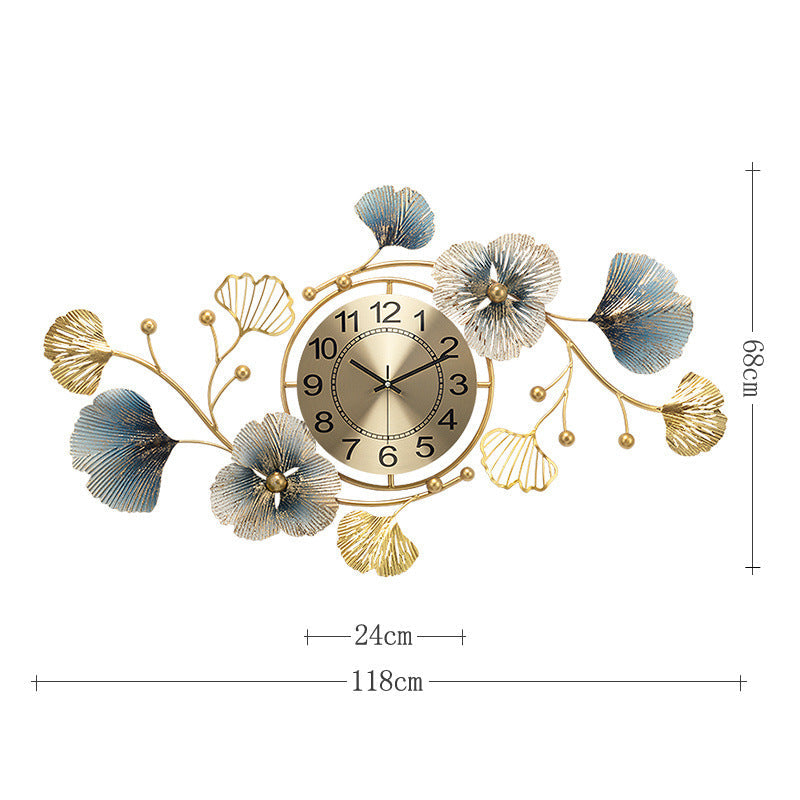 The Golden Grove: Ginkgo Leaf Silent Wall Clock