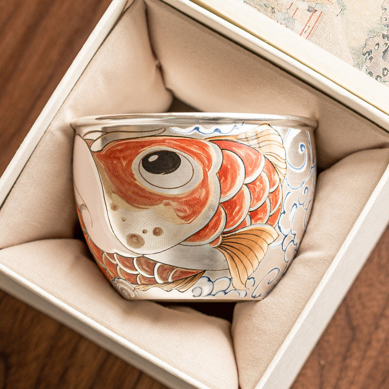Chinese Style Household Tea Cup with Koi Decoration