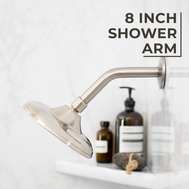 8 in. Stainless Steel Shower Head Extension Arm with Flange (Brushed Nickel Finish)