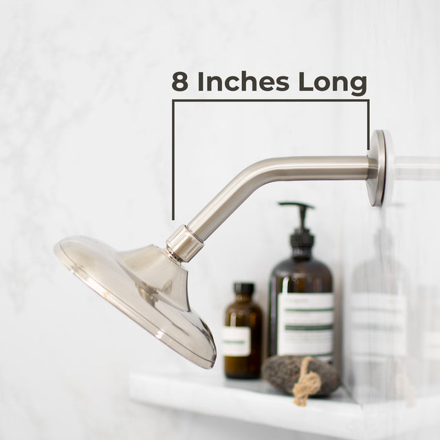 8 in. Stainless Steel Shower Head Extension Arm with Flange (Brushed Nickel Finish)