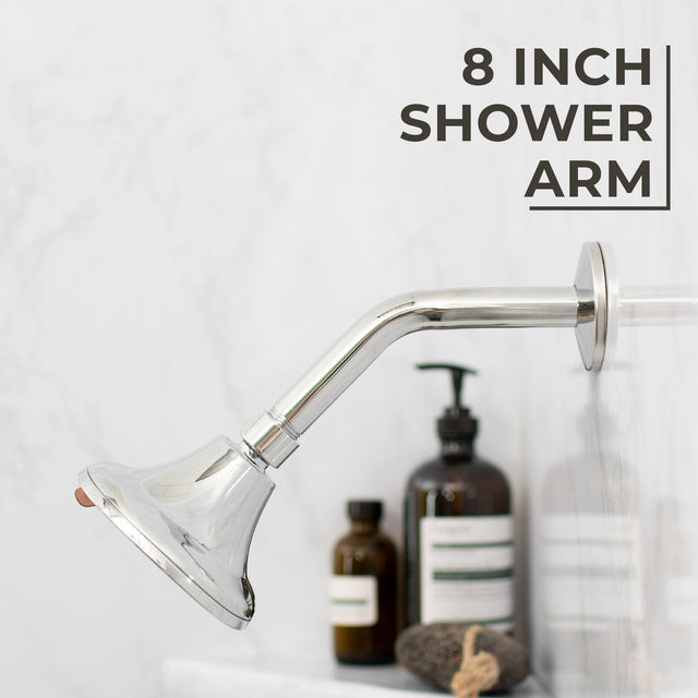 8 in. Stainless Steel Shower Head Extension Arm with Flange (Chrome Finish)