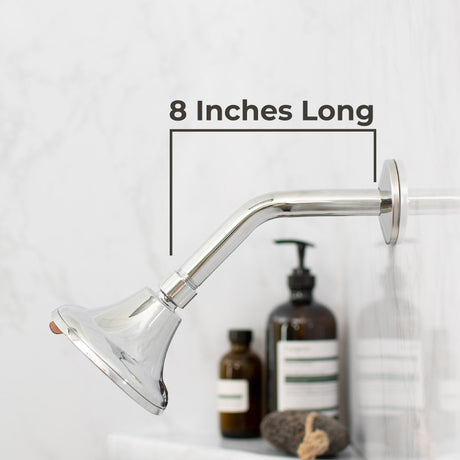 8 in. Stainless Steel Shower Head Extension Arm with Flange (Chrome Finish)