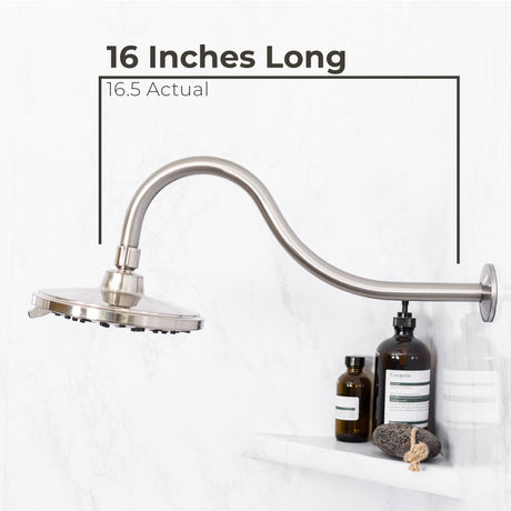 16 in. High-Arc Hook Shower Head Extension Arm (Brushed Nickel Finish)