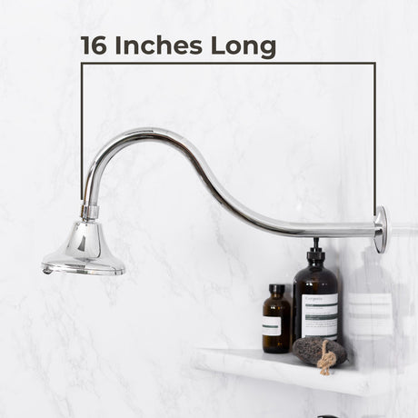 16 in. High-Arc Hook Shower Head Extension Arm (Chrome Finish)