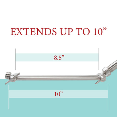 10 in. Solid Brass Shower Head Extension Arm (Stainless Steel Finish)