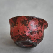 120ml Handmade Powder Yin Red Gaiwan – Japanese Coarse Pottery Tea Tureen
