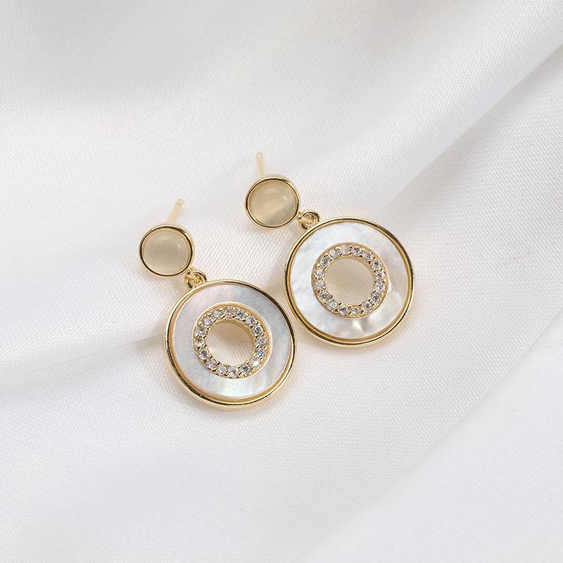 Korean Exquisite Sterling Silver Opal Shell Earrings