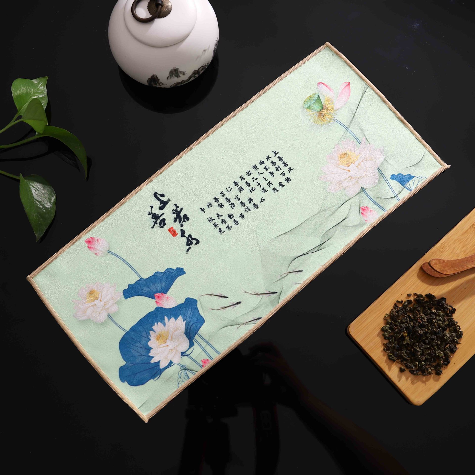 Deerskin Chinese Velvet Painted Zen Absorbent Tea Towel Cloth