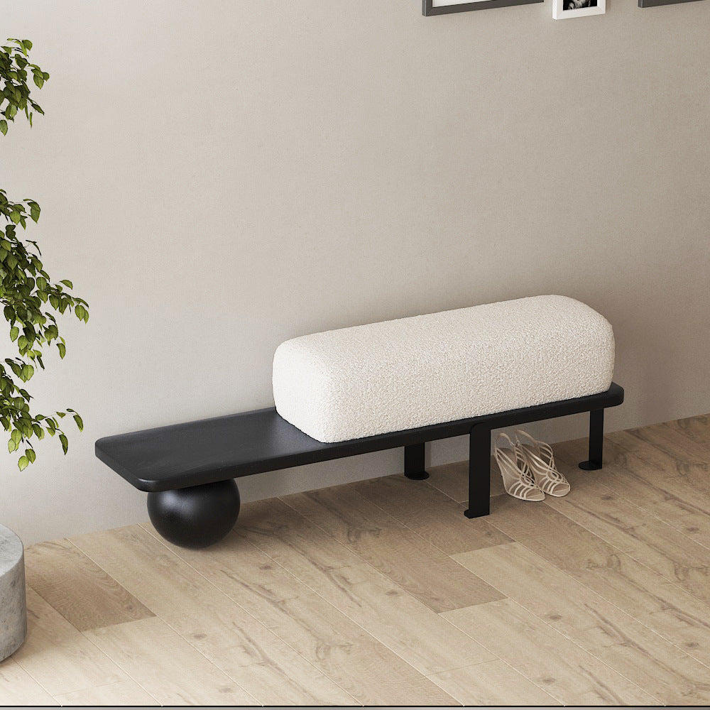 Lamb-Fleece Upholstered Sofa Stool – Elegant Bench for Living Room & Fitting Room