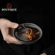 90 ml Japanese Wabi-Sabi Ceramic Tea Cup – Handmade Lotus Master Cup