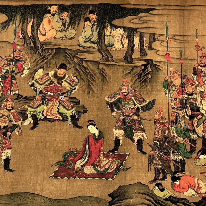 “Everlasting Regret Song” Scroll – After Qiu Ying | Long Chinese Character Painting