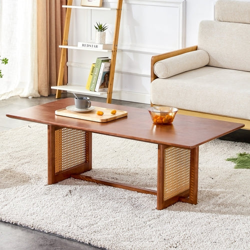 Chinese Style Imitation Rattan Tea Table Walnut Color