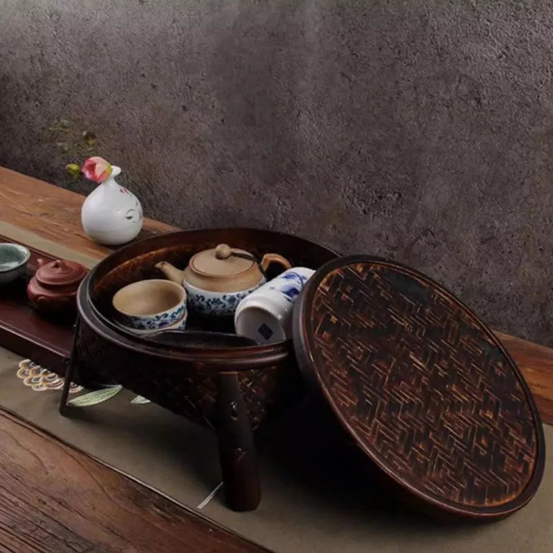 Bamboo & Lacquer Tea Set Storage Box – Chinese Tea Organizer