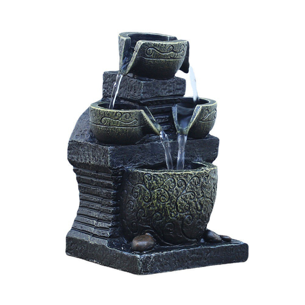 Desktop Water Fountain Ornament – Office & Living Room Asian Home Decor