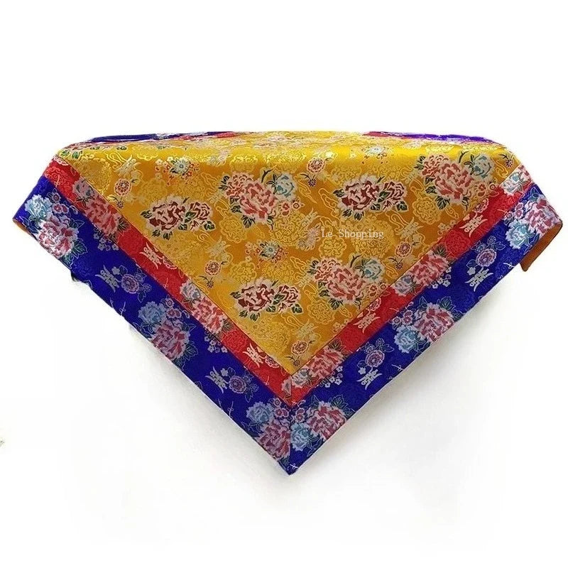 Tibetan-Style Thickened Altar Cloth – 100×100cm Decorative Table Cover
