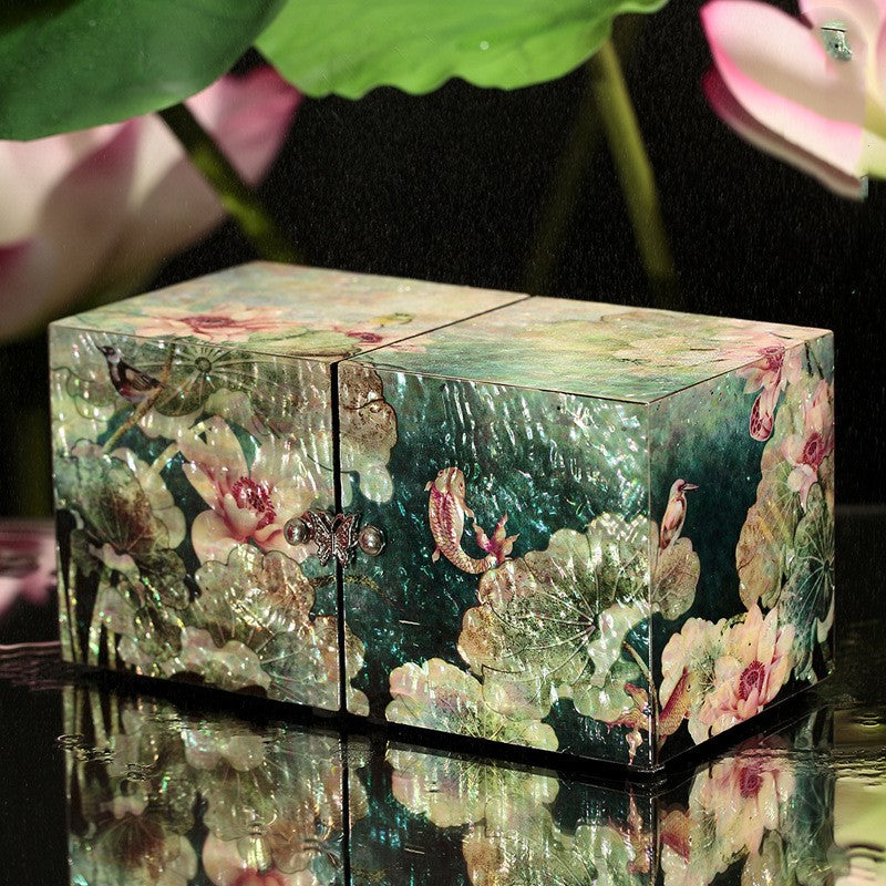 Mother‑of‑Pearl Jewelry Box – Hand‑Inlaid Abalone & Shell (Multiple Designs)