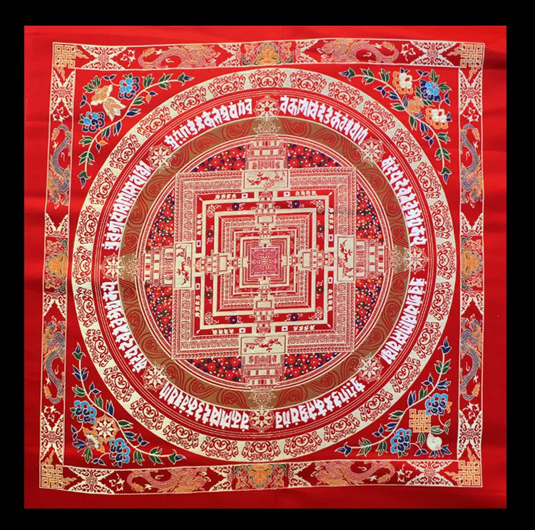 72CM Tibetan Ethnic Style Embroidered Brocade Tablecloth Household Indoor Buddhist Hall Offering Ornaments Religious Article