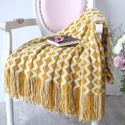 Geometric Knitted Chenille Throw Blanket