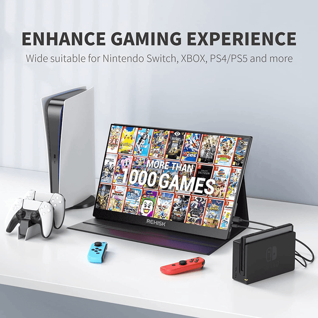 ReHisk RE-15.6FC - 15.6'' FHD 1080P Portable Monitor With Full Cover