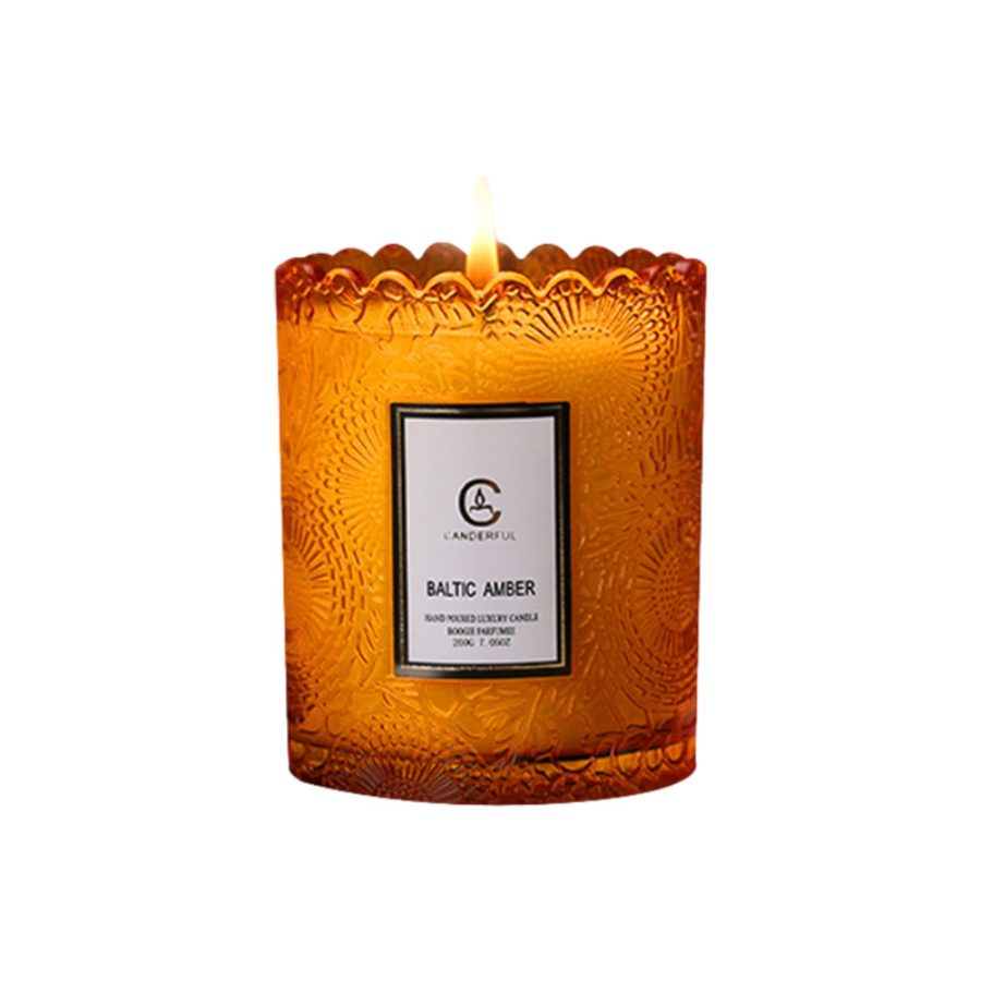 Embossed Floral Relief Scented Candle Cup Ornaments, Soy Wax Scented Candle in Decorative Gift Glass, Fragrance Candle for Home Ambience, Aromatherapy-Inspired Wholesale Décor Candle