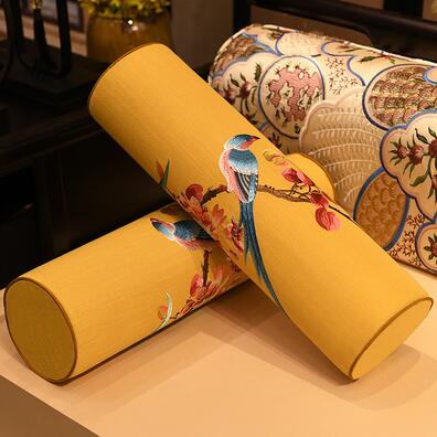 Traditional Chinese Jacquard Cylinder Bolster Pillow