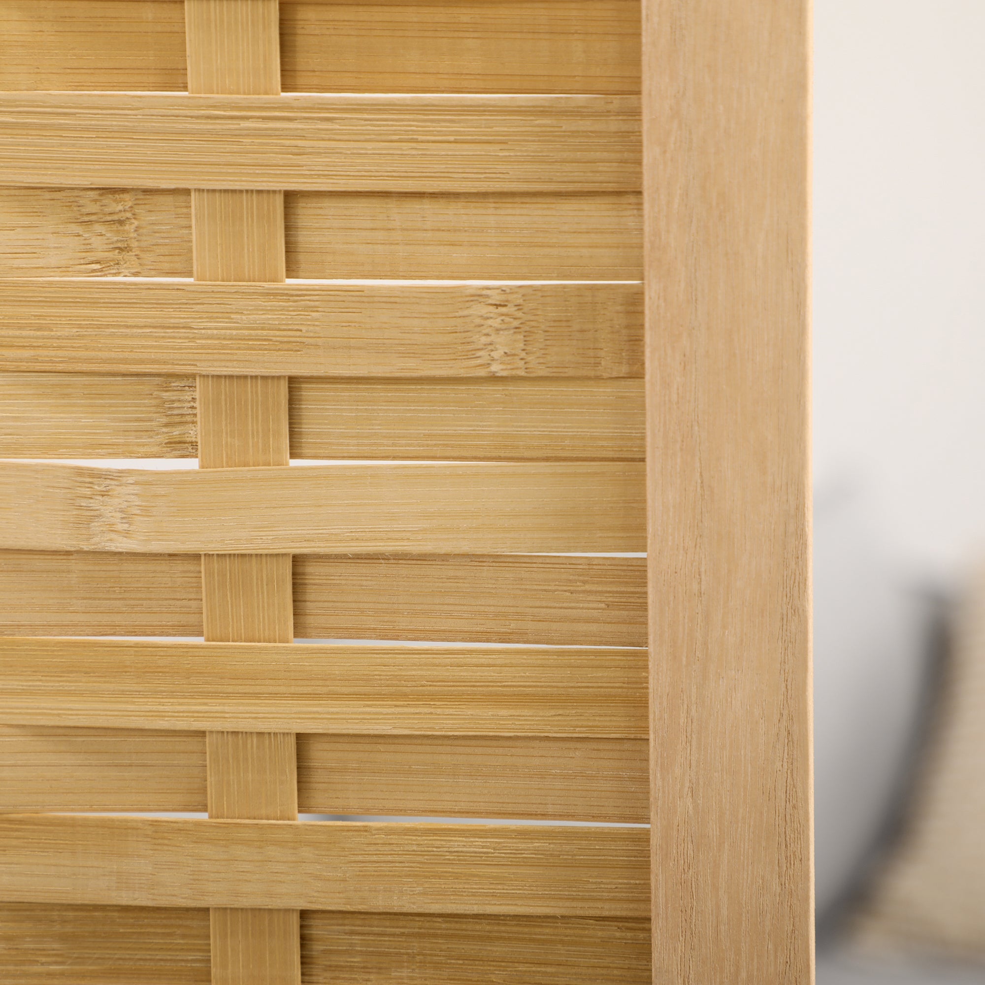 Hand Woven Room Divider, 4 Panel Bamboo Folding Privacy Screen for Home Office, 47.25"x67"x0.75", Natural