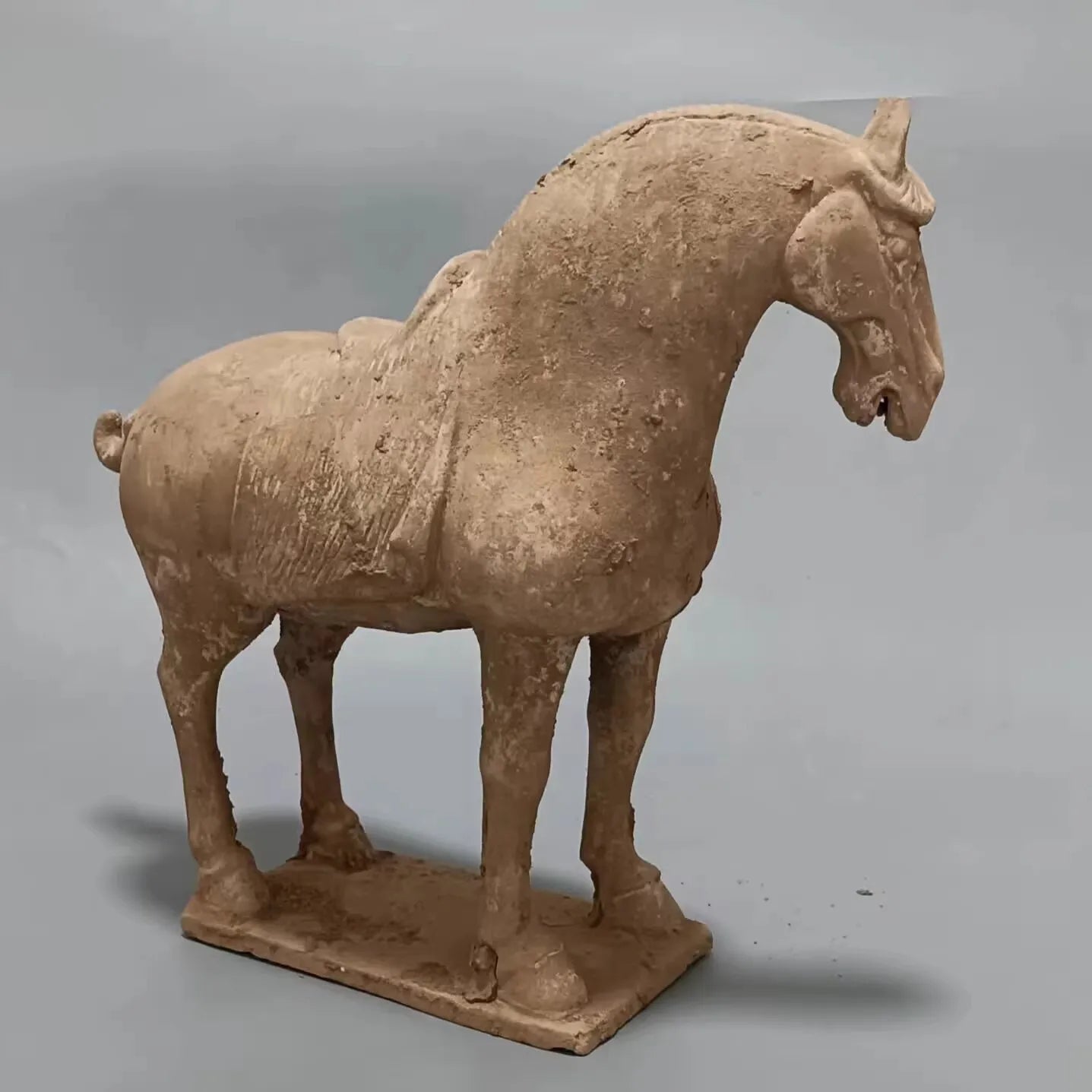 Likely Antique Tang Dynasty Pottery Horse – Warrior on Horseback