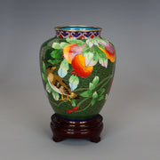 Traditional Chinese Handmade Copper-Based Cloisonne Enamel 5-inch Pomegranate Vase with Base