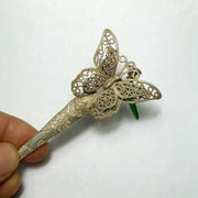 Handmade Silver Jade Butterfly Hairpin
