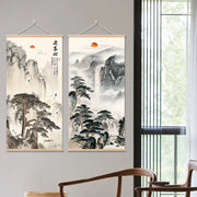chinese style flower Green plants canvas decorative painting Store bedroom living room wall art solid wood scroll paintings