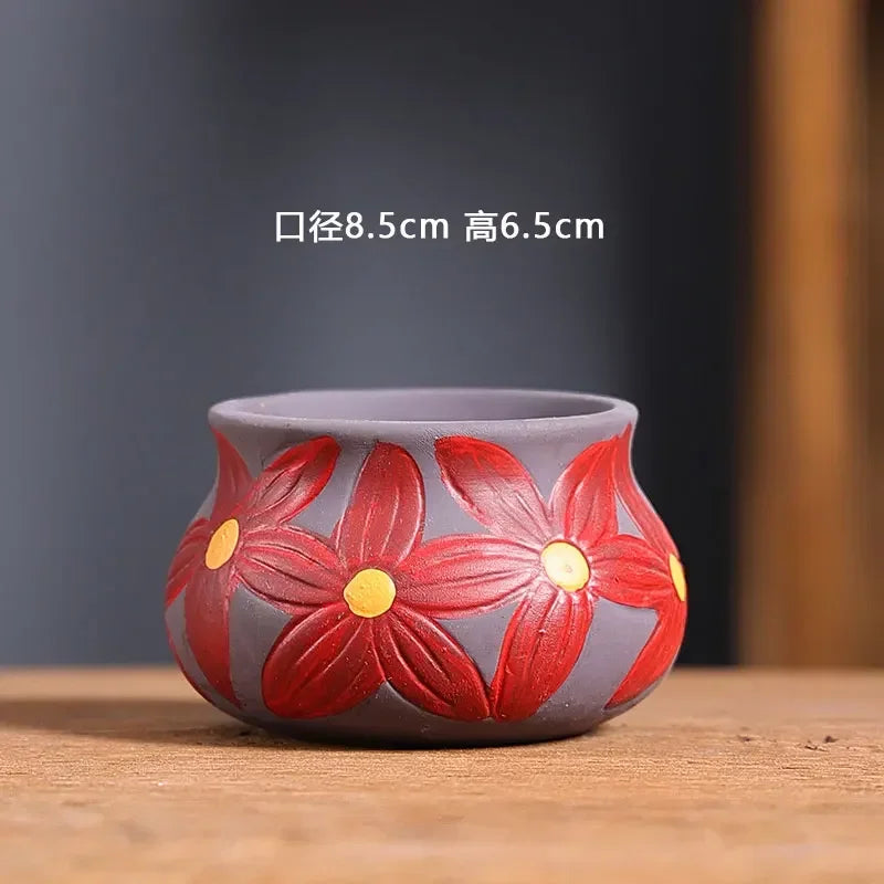 Mediterranean Red Pottery Succulent Pots – Retro Hand-Painted Ceramic