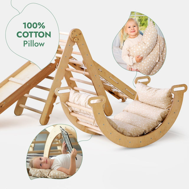 5in1 Montessori Climbing Set: Pikler, Climbing Arch, Slide, Net & Cushion