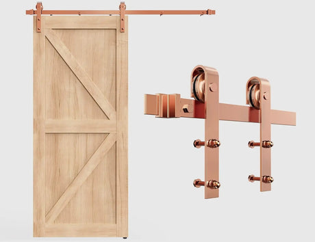 6.6FT Colorful Sliding Barn Door Track Kit for 1 Doors, J Shape(No Door)