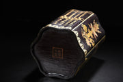 Hexagonal Lacquerware Pen Holder – Gold “Lucky Eight Treasures” Verse