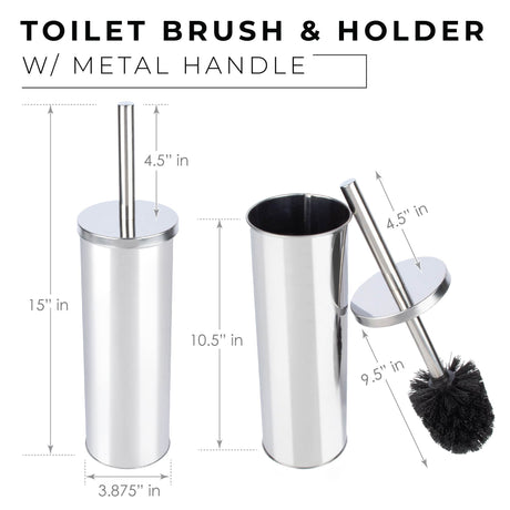 Toilet Brush and Holder (Chrome Finish)