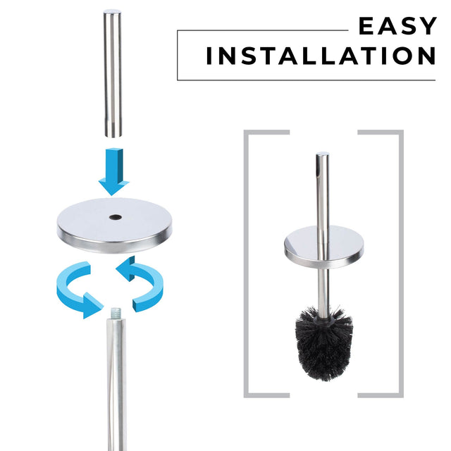 Toilet Brush and Holder (Chrome Finish)