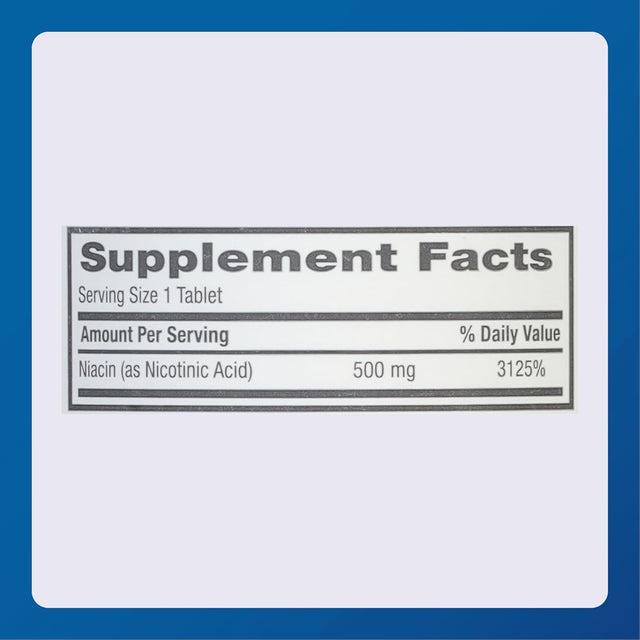 Major Niacin (B3) Dietary Supplement, 500 mg