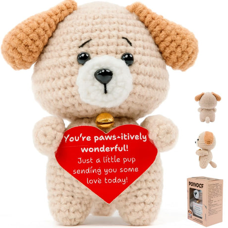 Teacher & Boss Appreciation Gift – Handmade Crochet Puppy Plush with Thank You Card – Cute Stuffed Animal for Mentor, Mom & Dad – Graduation, Christmas, Boss’s Day (Thank You)