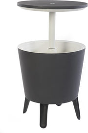 Keter Modern Cool Bar Outdoor Patio Furniture and Hot Tub Side Table with 7.5 Gallon Beer and Wine Cooler, Dark Grey