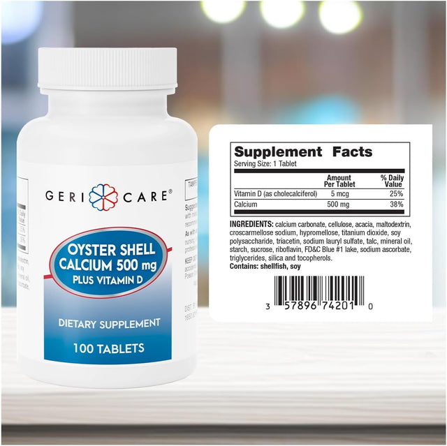 Geri-Care Oyster Shell Calcium Dietary Supplement, 500 mg