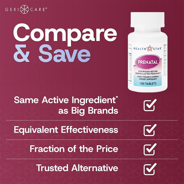 Healthstar Prenatal Vitamin Supplement, 100 tablets