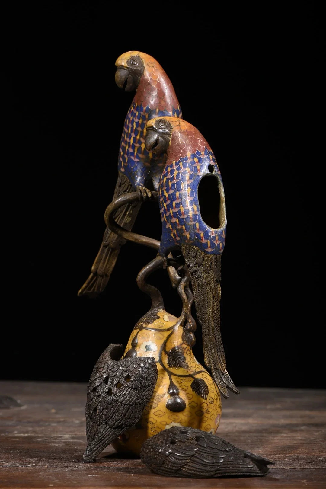 13" Bronze Cloisonné Parrot Gourd Incense Burner – Asian Home Decor