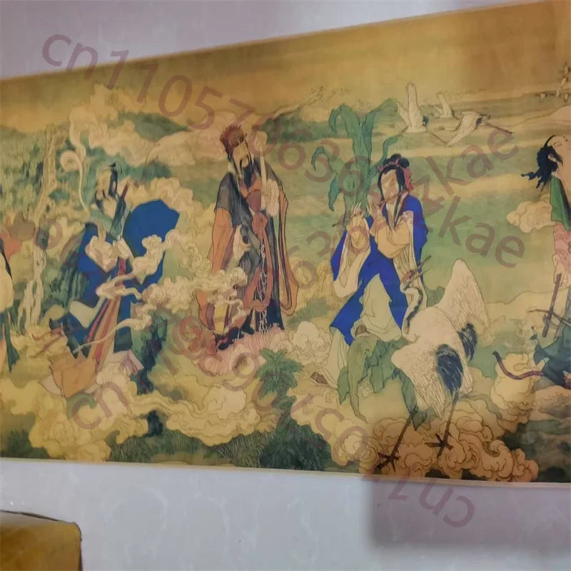 Old Chinese Long Scroll – Ding Yunpeng’s “Eight Immortals” Ink Painting