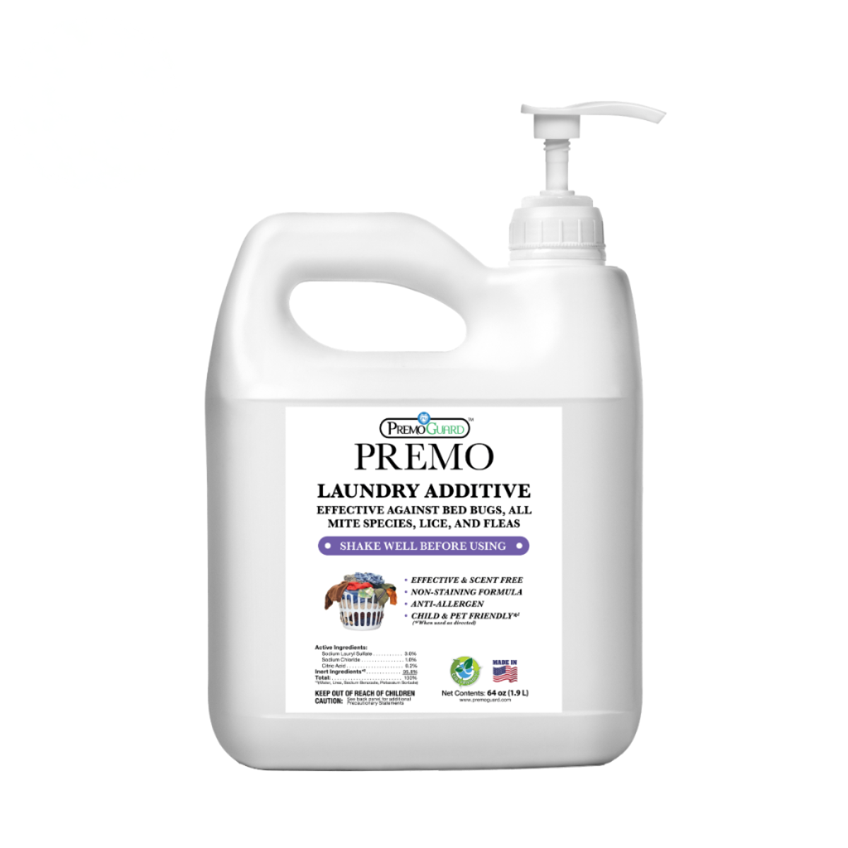 Bed Bug & Mite Laundry Additive | Non-Toxic Treatment | Premo Guard (C)