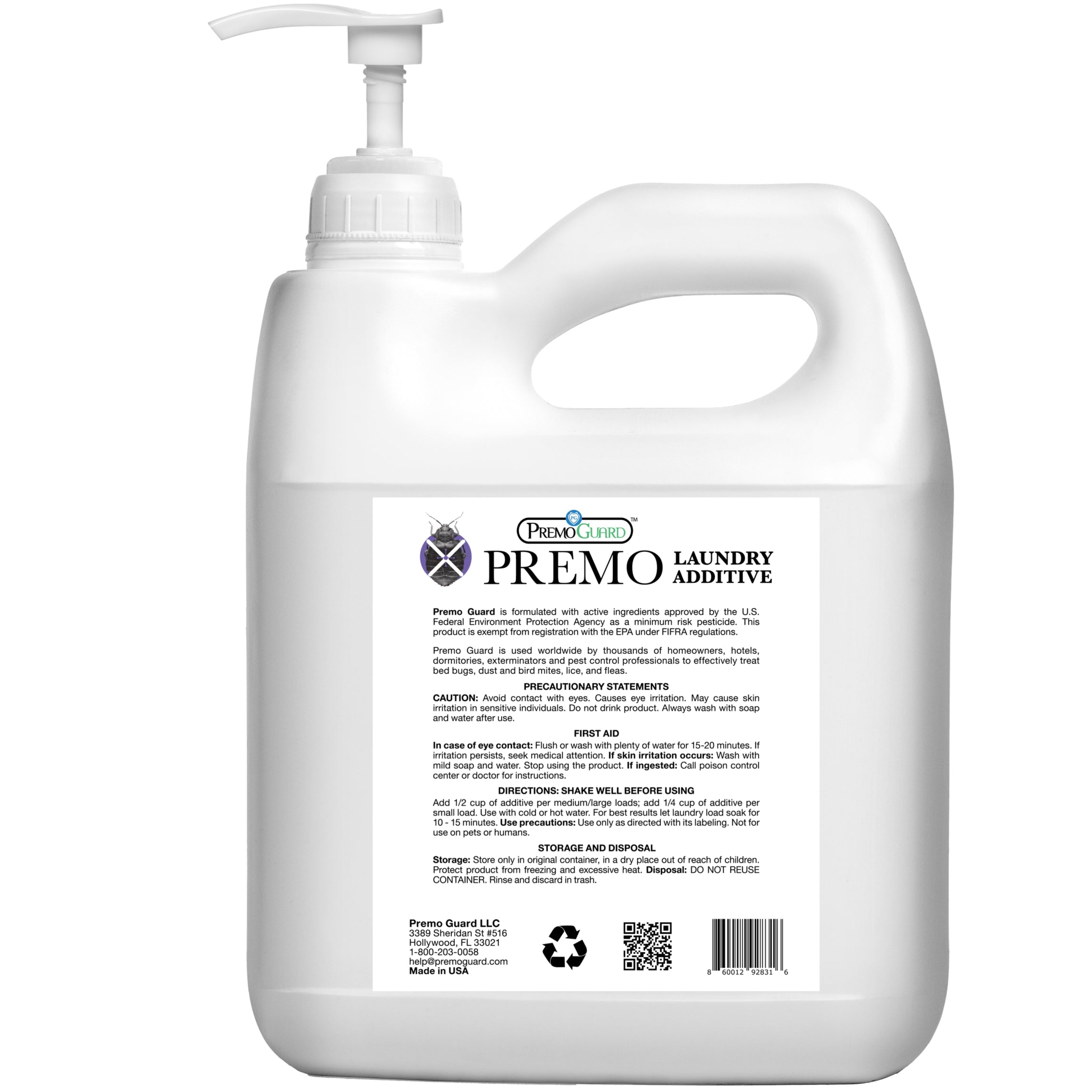Bed Bug & Mite Killer Laundry Additive - 64 oz - All Natural Non-Toxic - By Premo Guard